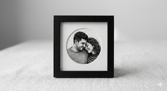 Black & White Embroidery Photo Frames